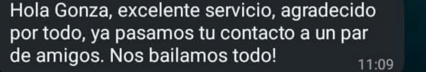 Captura original del mensaje de un cliente de Vil Sonidos, referencia 2
